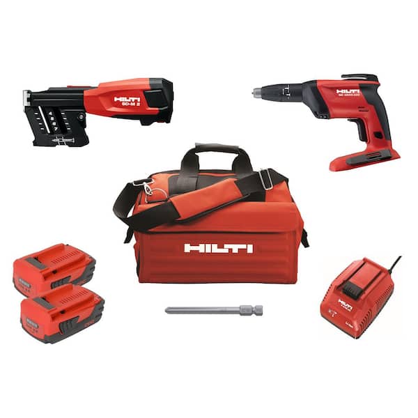 Hilti 22-Volt Cordless Brushless SD 4500 Drywall Screwdriver Kit with Charger, (2) 2.6 Ah Batteries, Bit, Screw Magazine & Bag