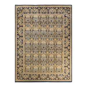 One-of-a-Kind Contemporary Blue 9 ft. x 12 ft. Hand Knotted Floral Area Rug
