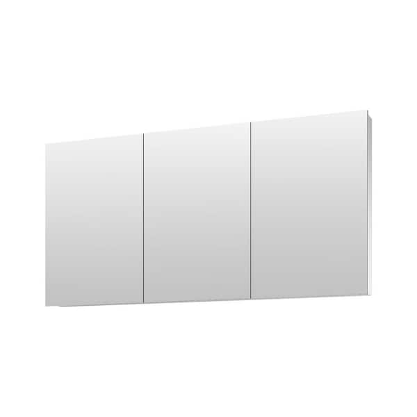 55 in. W x 30 in. H Three Door Rectangular Engineered Wood Medicine Cabinet with Mirror