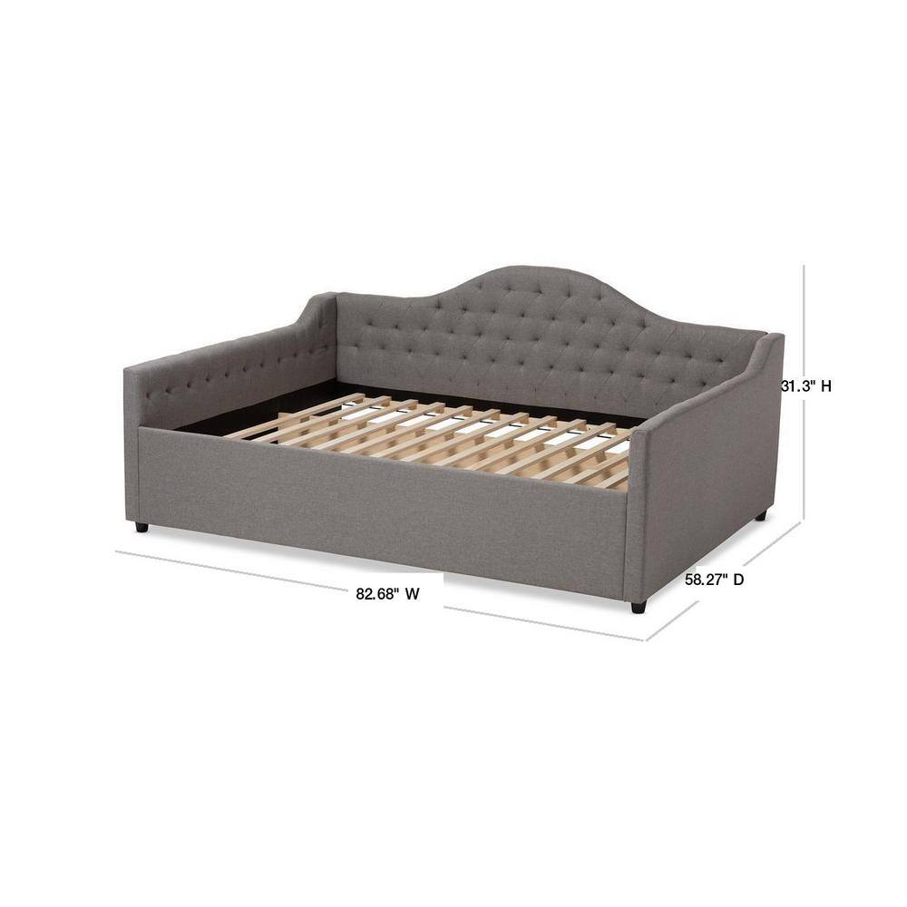 Eliza Full Size Grey Upholstered Tufted Daybed with Wood Frame