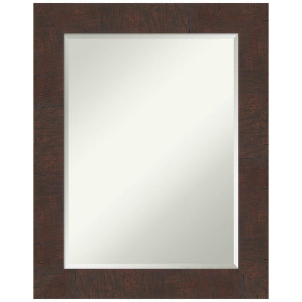Amanti Art Medium Rectangle Wildwood Brown Beveled Glass Casual Mirror (29.25 in. H x 23.25 in. W)