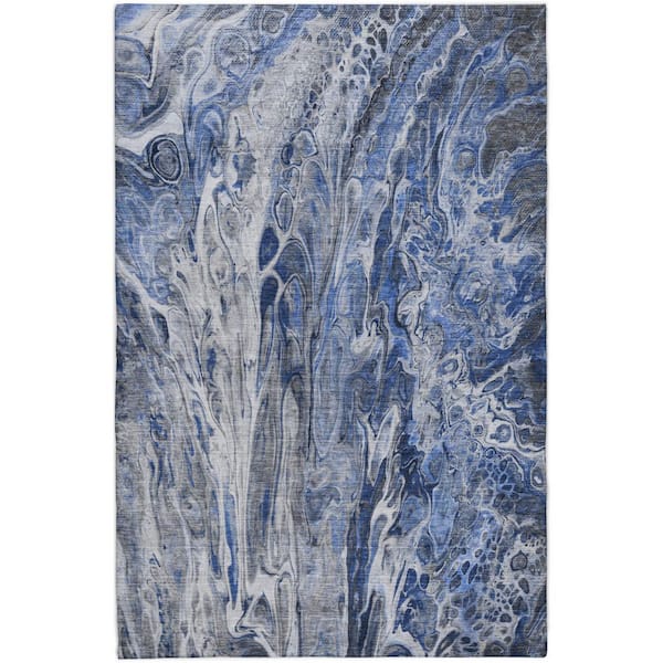 Dream Shag Premium Machine Washable Abstract ADS602 Blue 9 ft. x 12 ft. Area Rug