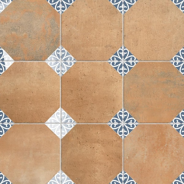 Degas Teja with Blue Deco 9 in. x 9 in. Porcelain Floor and Wall Tile (11.2 sq. ft. /Case)