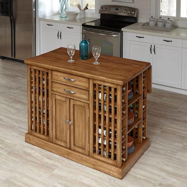 Home Styles Vintner Warm Oak Kitchen Island With Storage