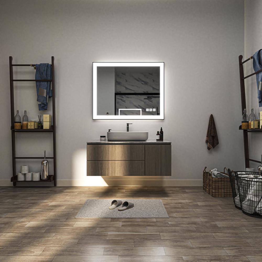 40 in. Black Frameless LED Bathroom Vanity Mirror