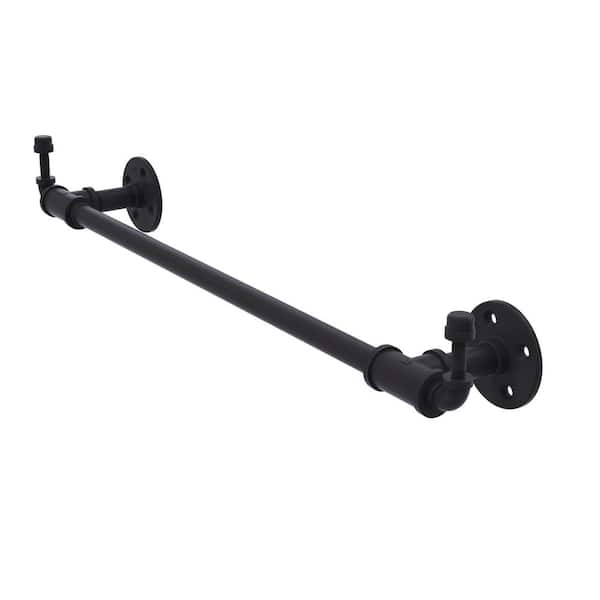 Allied Brass Pipeline Collection 24 in. Towel Bar with Integrated Hooks in Matte Black