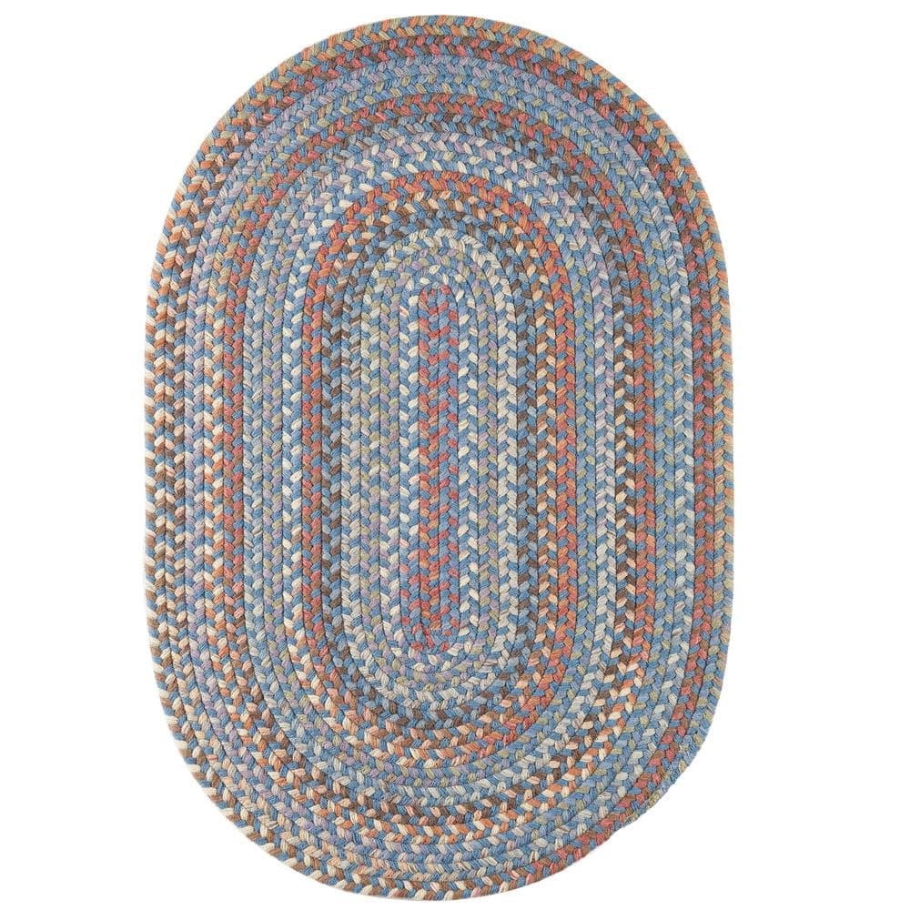Rhody Rug Greenwich Bluestone Multi 2 ft. x 3 ft. Oval Indoor Braided ...