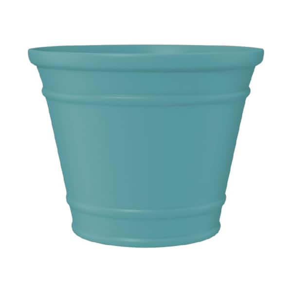 CHG CLASSIC HOME & GARDEN 11.9 in. D x 9.5 in. H Sophia Dusty Blue Plastic Pot with Drainage Plug