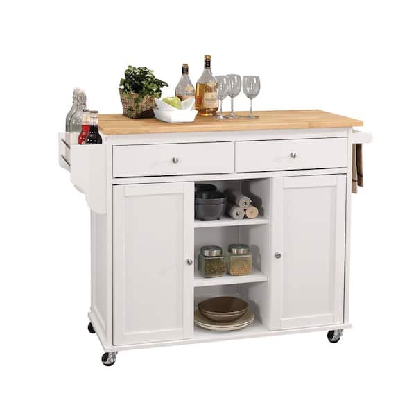 Acme Furniture Tullarick White Kitchen Cart with Towel Rack