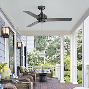 Sunil 42 in. Indoor 3-Speed Black Ceiling Fan with Pull Chain, Downrod and 3 Reversible Blades