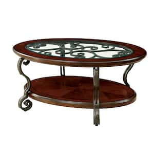 Nestillia 48 in. Brown Oval Wood Coffee Table with 1-Shelf