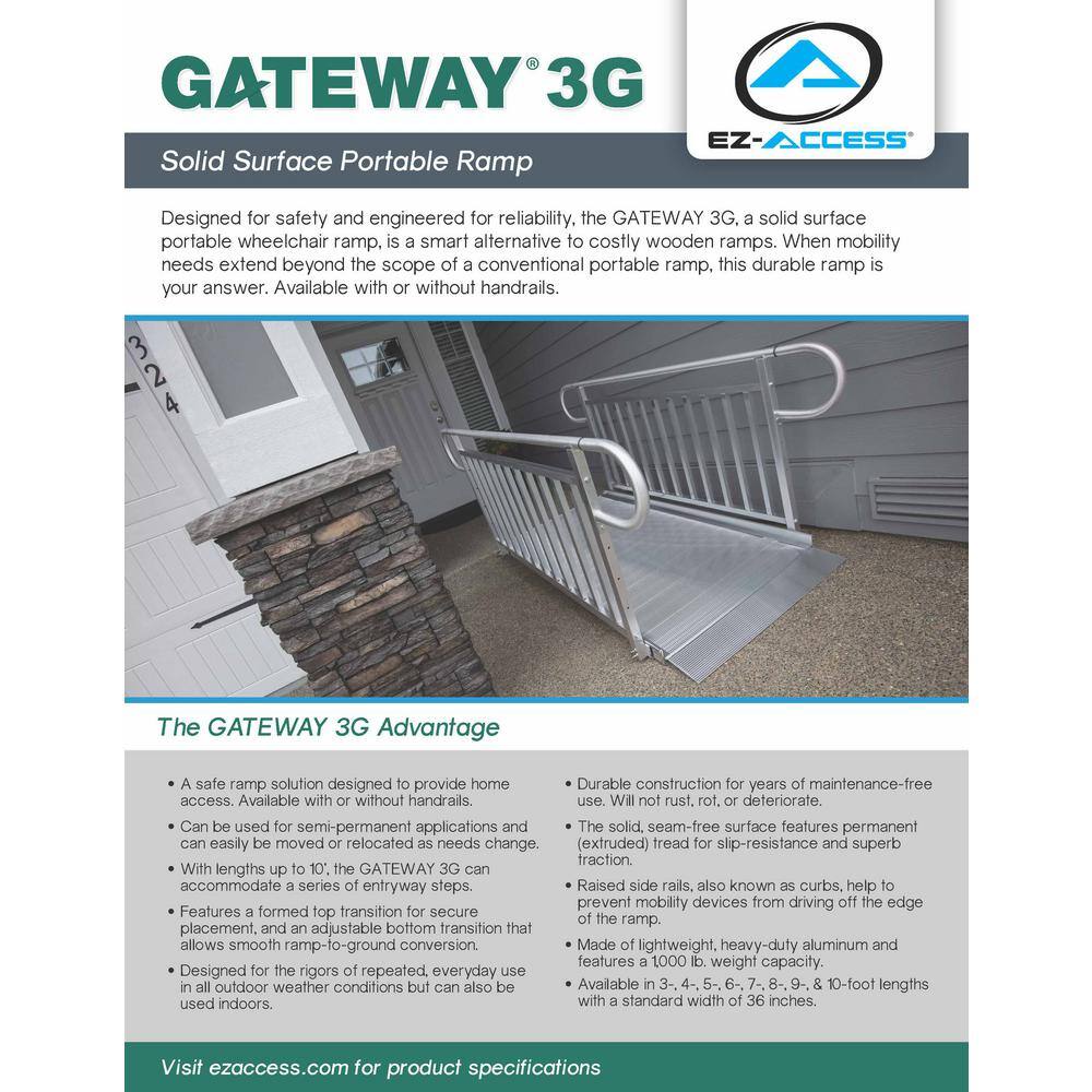 EZ-ACCESS 9-Foot Aluminum Portable Wheelchair Ramp with Handrails