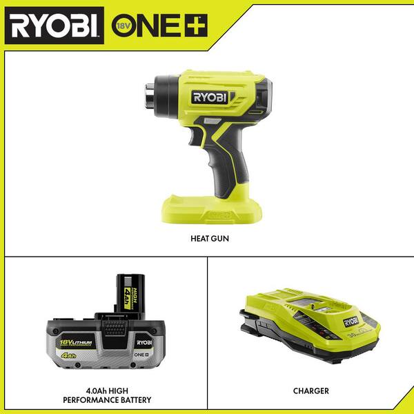 Charger Ryobi P3150 18V ONE Lithium-Ion Cordless Heat Gun with 4.0 Ah Battery