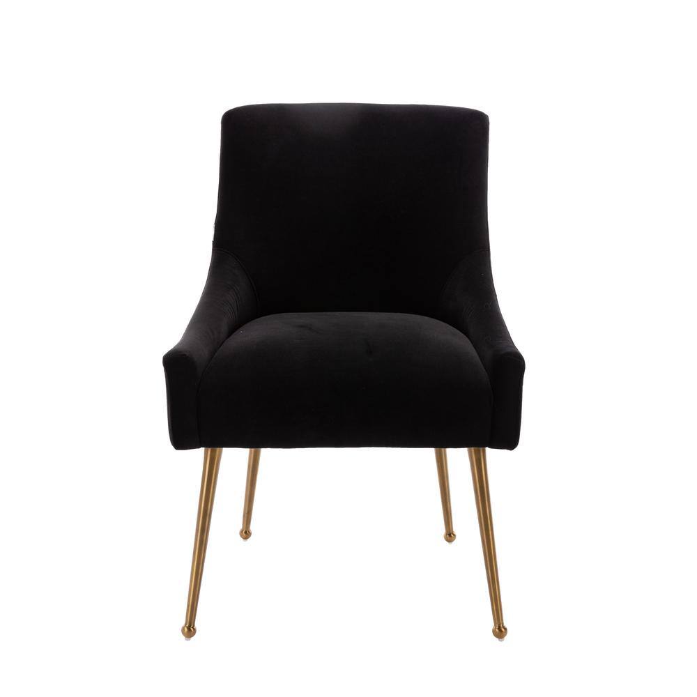 Homefun Black Modern Velvet Upholstered Dining Chair With Metal Legs 