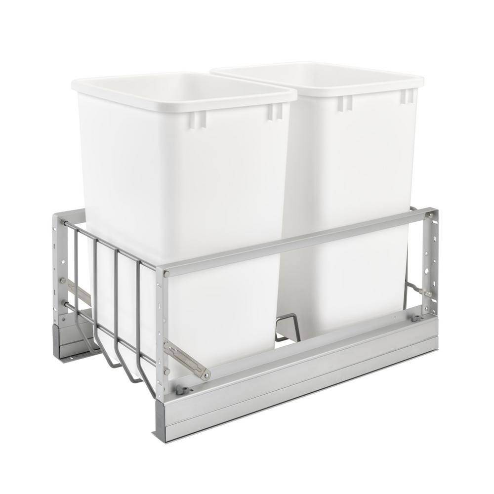 Rev-A-Shelf R8-010314 Liter Pivot-Out Waste Container, Stainless Steel/Black, 15 L