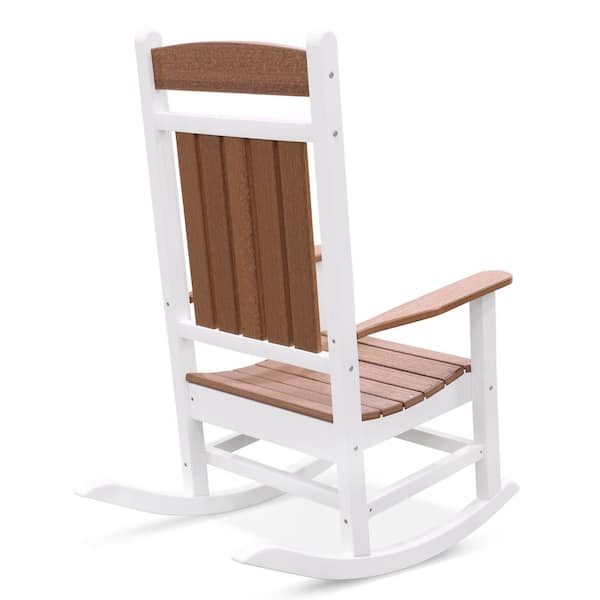 DUROGREEN Classic Rocker White and Antique Mahogany Plastic