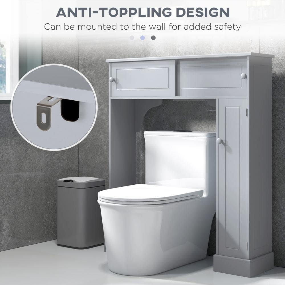 Gray Adjustable Over-the-Toilet Storage Cabinet with Cubes