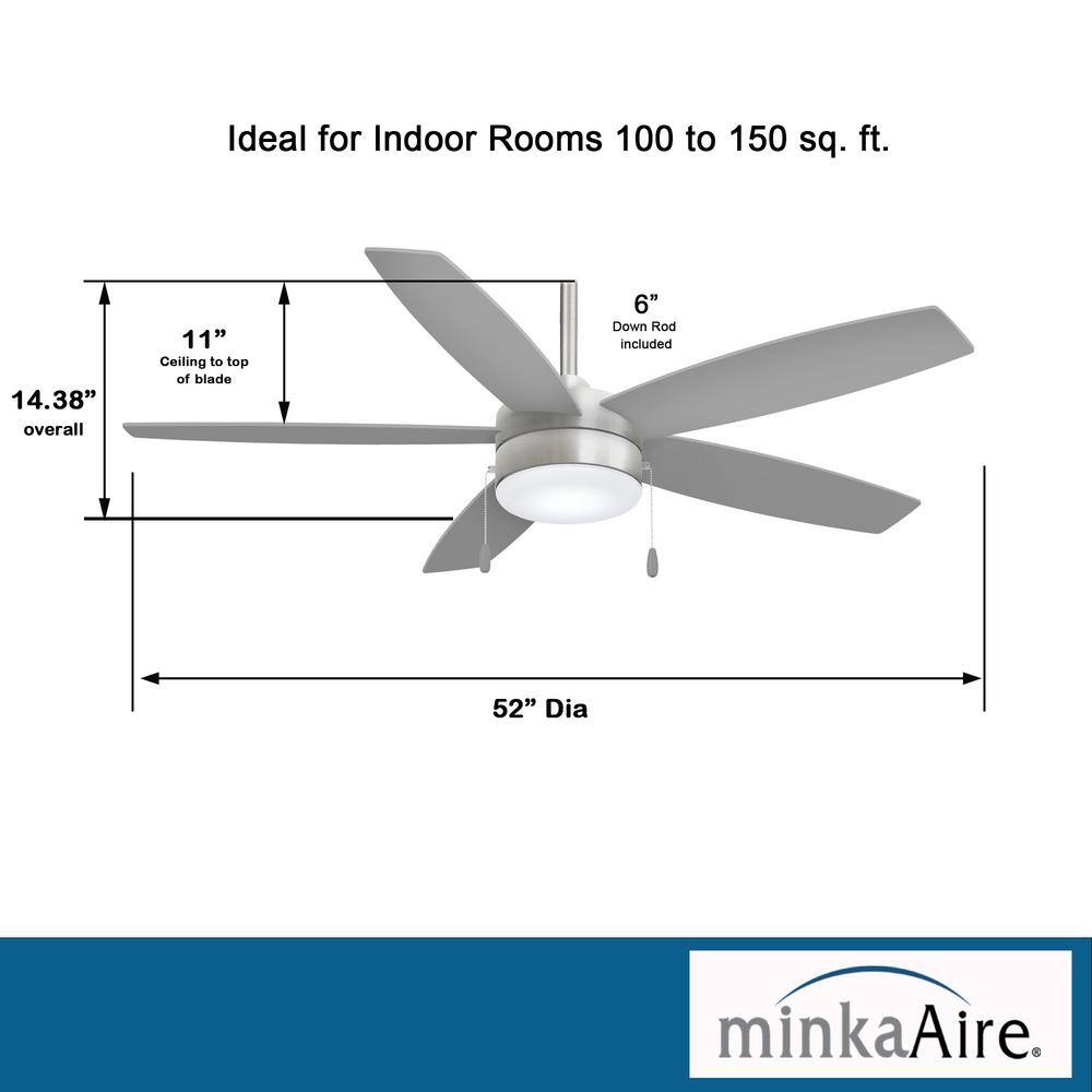 52'' Brushed Nickel Ceiling Fan with Silver Blades and LED Light