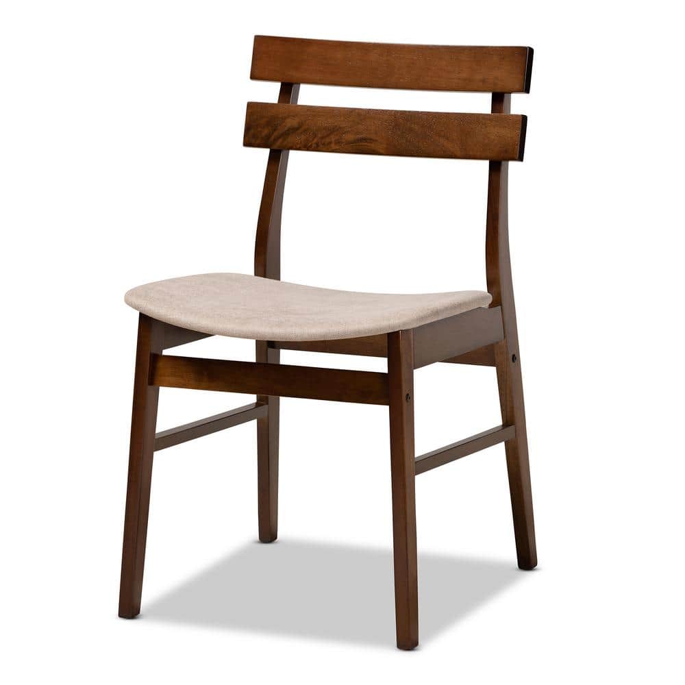 Elegant Light Beige Wood and Cane Ladderback Side Chair