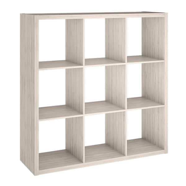 ClosetMaid 43.98 in. H x 43.82 in. W x 13.50 in. D Bleached Walnut Wood Large 9- Cube Organizer