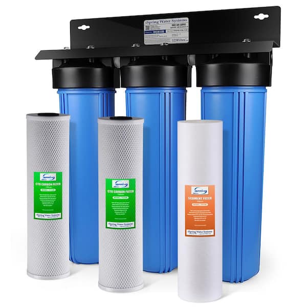 ISPRING 3-Stage Whole House Water Filter System, Reduces Sediment, Taste, Odor, and up to 99% Chlorine,