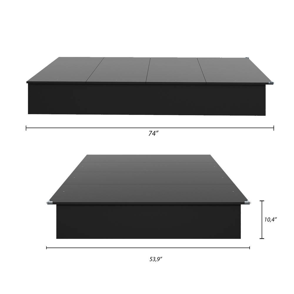 Black Full Platform Bed with Wood Frame