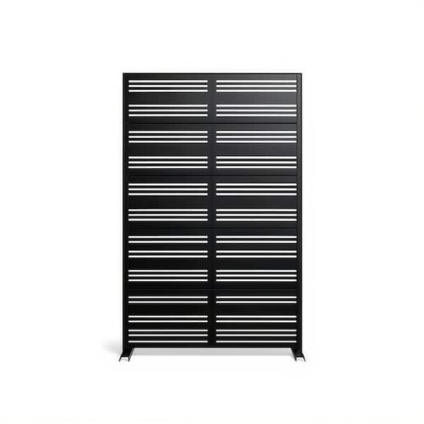 Outdoor Privacy Fence 35 in. L x 16 in. W x 72 in. H Black Galvanized Steel Garden Privacy Screen