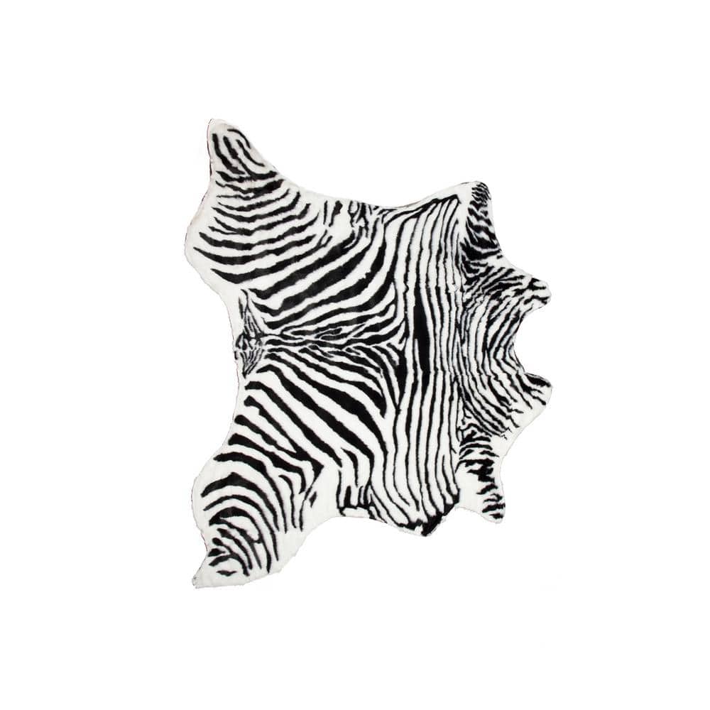 Luxe Denton Zebra Black and White Faux Hide 60" Rug
