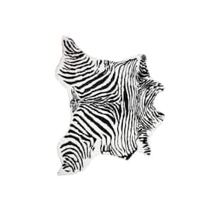 Faux Zebra Black/White 4. 25 ft. x 5 ft. Cowhide Rug