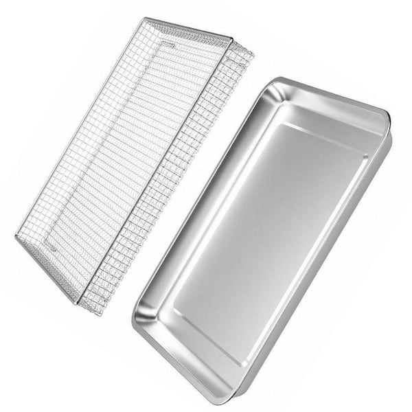 12.4 in. Stainless Steel Baking Tray and Wire Rack Set for Convection Toaster Oven, Air Fryer Tray for Cooking Baking