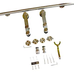 80 in. Stainless Steel Round Sliding Barn Door Hardware with Floor T-Guide