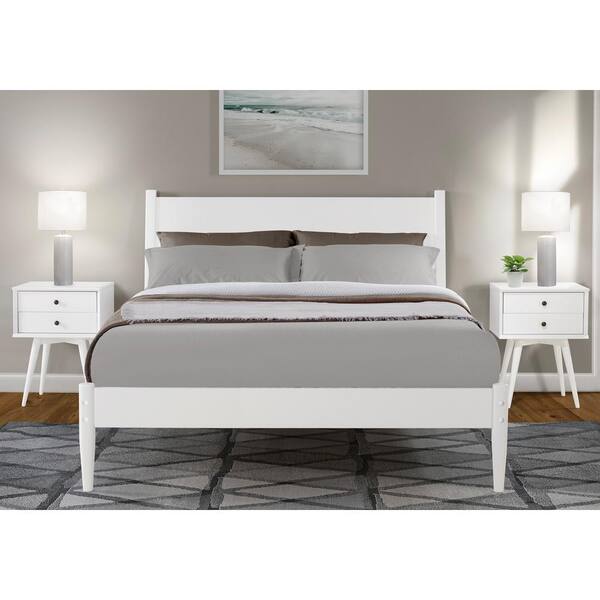 Camaflexi Mid Century White Full Size, Mid Century King Size Platform Bed