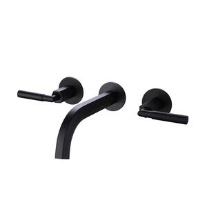 Double Handle Wall Mounted Bathroom Faucet in Matte Black