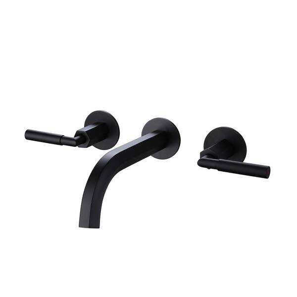 Tomfaucet Double Handle Wall Mounted Bathroom Faucet In Matte Black Tfb0915mb The Home Depot 3508