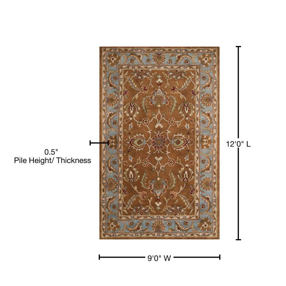Heritage Brown and Blue Hand-Tufted Wool 9' x 12' Rug