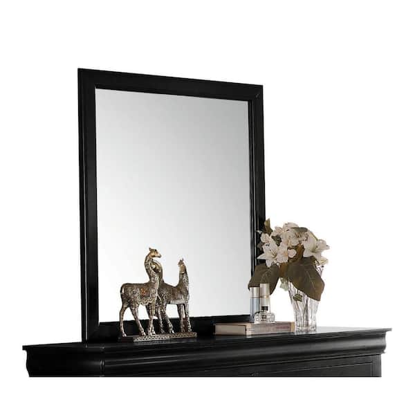 HomeRoots 36 in. W x 38 in. H Black Rectangle Dresser Mirror Mounts to Dresser with Frame