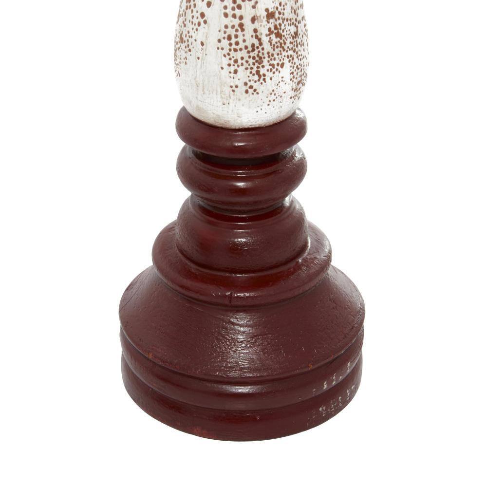Vintage Red Wood Farmhouse Candlestick Set, 20" Height