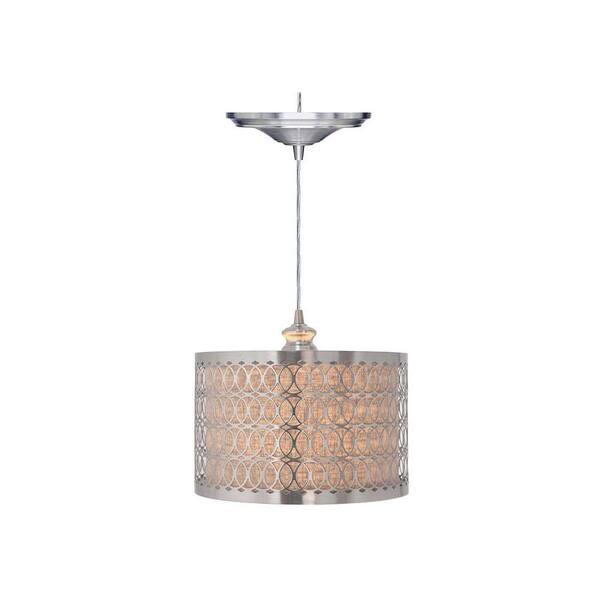 Home Decorators Collection Bella 1-Light Brushed Nickel Pendant with Hardwire