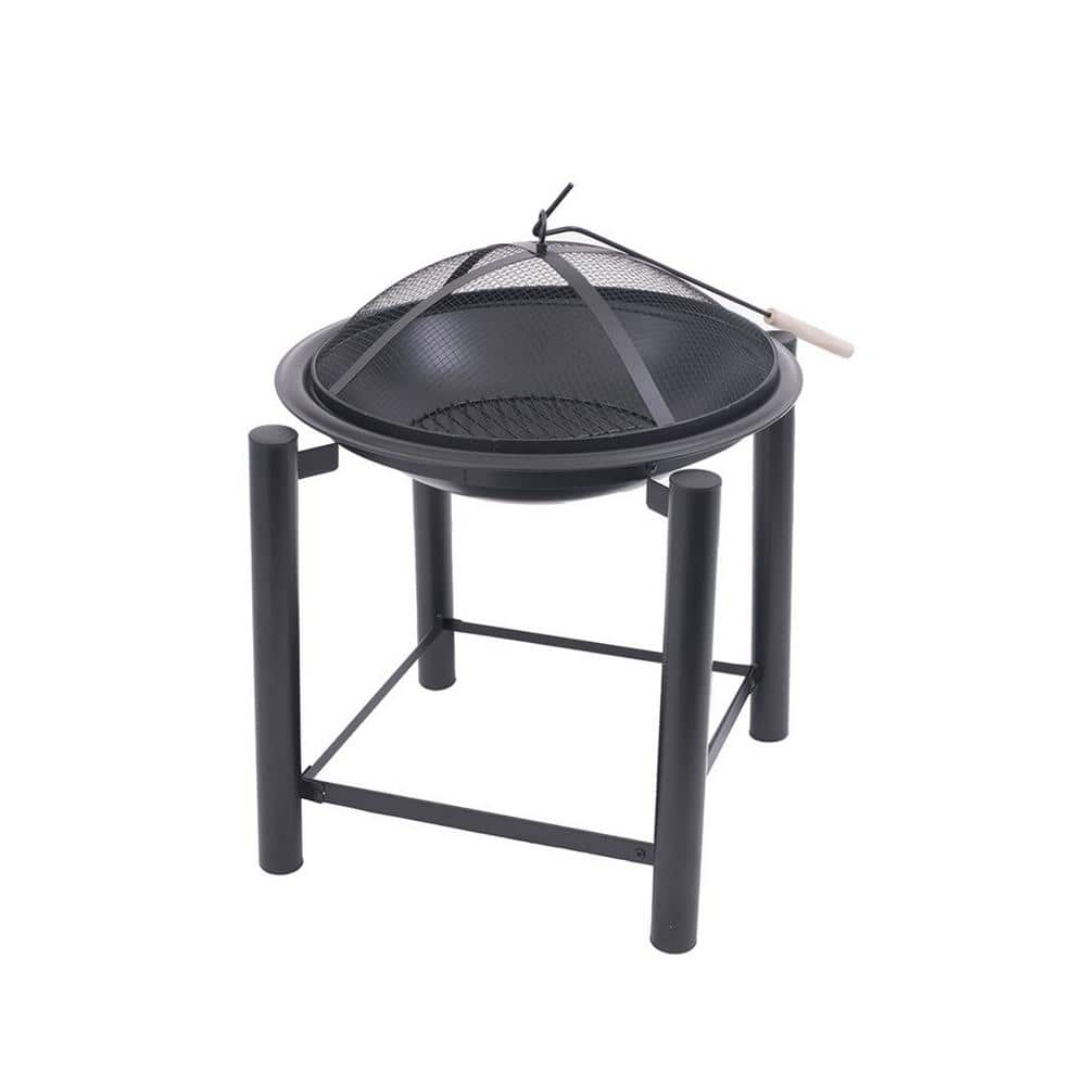 21.5" Black Round Steel Wood Burning Fire Pit