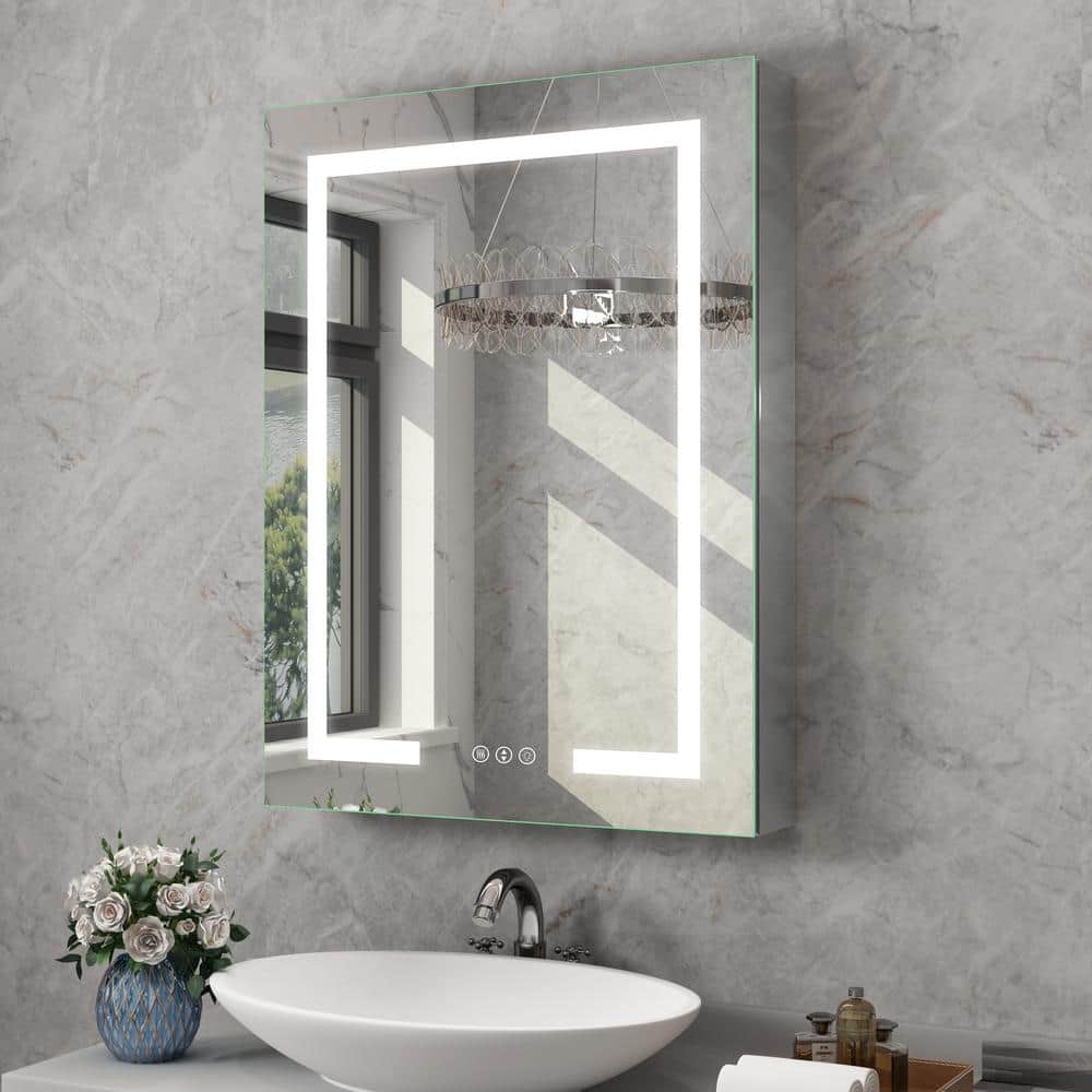 24 in. W x 32 in. H Rectangular Aluminum Recessed/Surface Mount Left Hinge Frameless Medicine Cabinet with Mirror Silver price history on PriceWatchPro