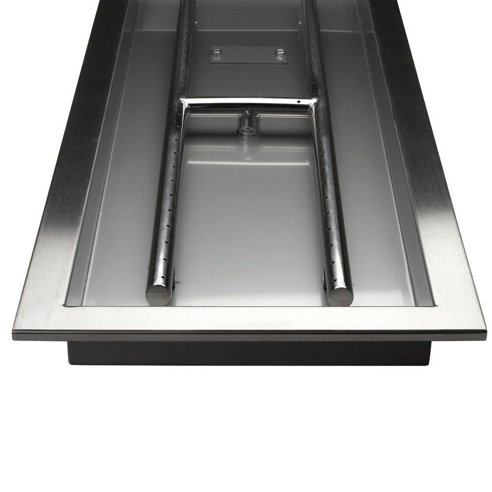 Rectangular Stainless Steel Drop-in Fire Pit Pan with H-Burner