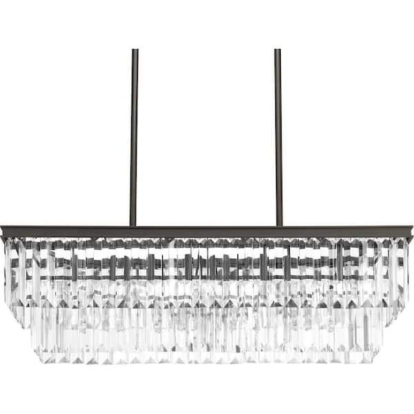 Glimmer Collection 4-Light Antique Bronze Luxe Linear Chandelier Light
