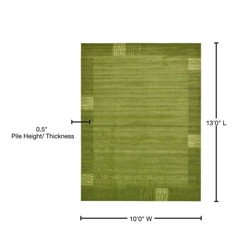 Green Tufted Rectangular Easy Care Synthetic Rug