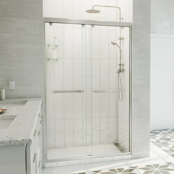 DreamLine Charisma-X 48 in. W x 76 in. H  Frameless Sliding Bypass Shower Door in Brushed Nickel