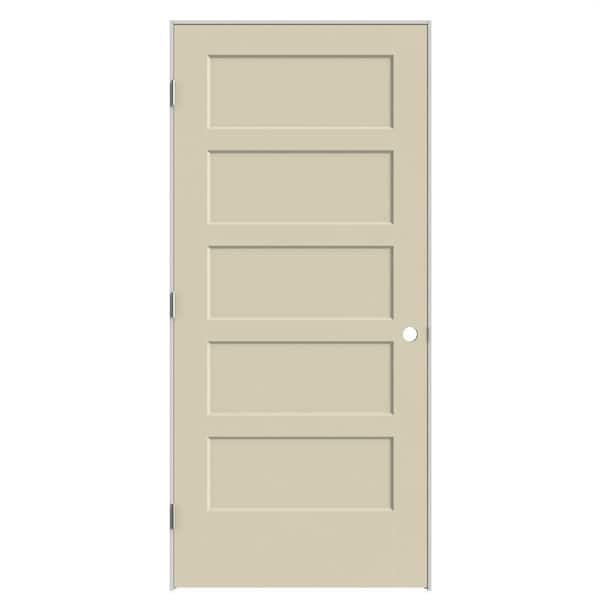 36 in. x 80 in. 5-Panel Bayshore Right-Hand Hollow Golden Haystack Molded Composite Single Prehung Interior Door
