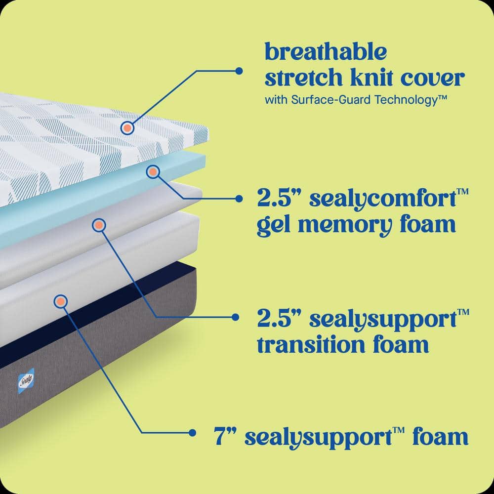 Sealy Dreamlife 12" Gray Gel Memory Foam Queen Mattress