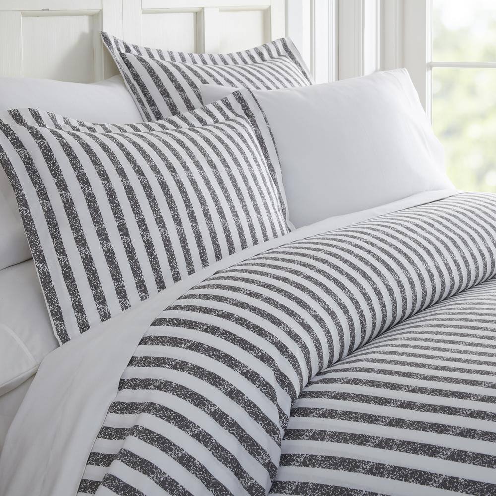 Becky Cameron Rugged Stripes Patterned, Grey White Striped Duvet Cover