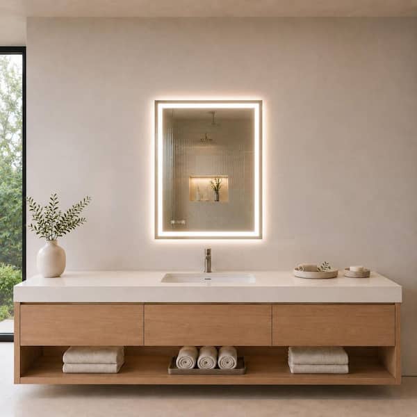 30 in. W x 36 in. H Rectangular Frameless LED Wall Bathroom Vanity Mirror