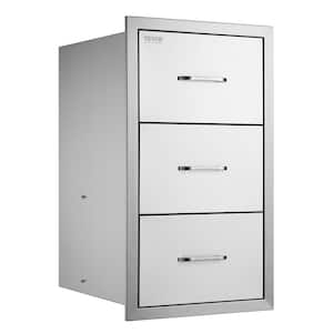 Outdoor Kitchen Drawer 17 in. W Silver 3-Drawers Kitchen Door and Drawer Combo Paper Storage