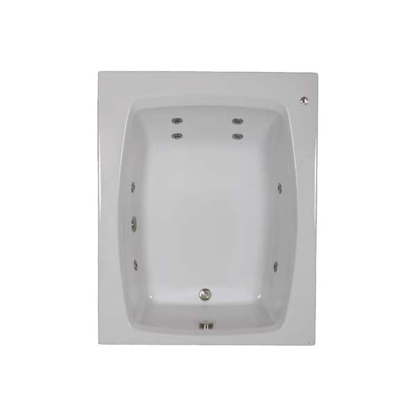 60 in. x 48 in. Acrylic Rectangular Alcove Whirlpool Bathtub with Reversible Drain in Bone